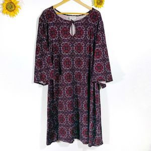 Avenue Damask Pattern Keyhole Neck Sweater Sheath Dress Plus Size 26/28 Women’s